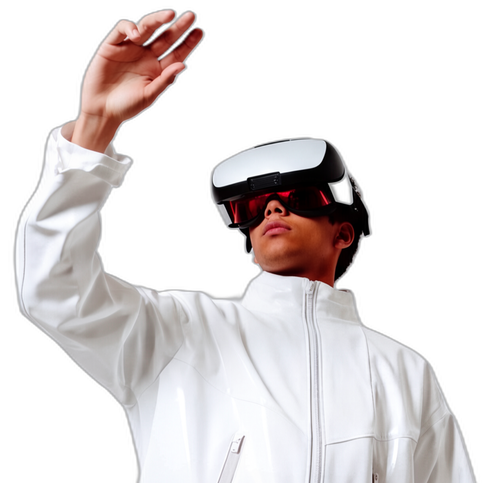 Client wearing a VR headset, exploring an H2O Intelligence property tour